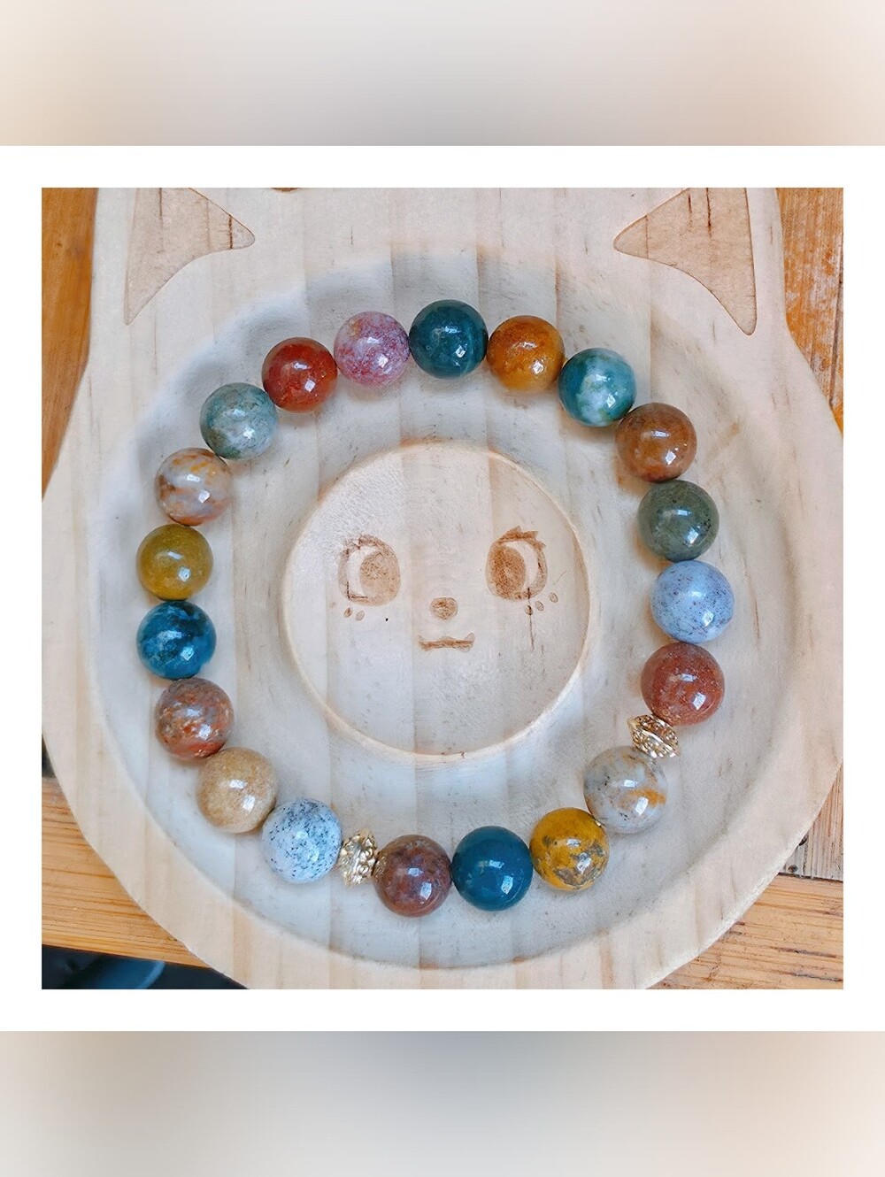 Ocean Jasper Beaded Stretch Bracelet | Natural Stone | 8mm | Handmade - Picture 3 of 5